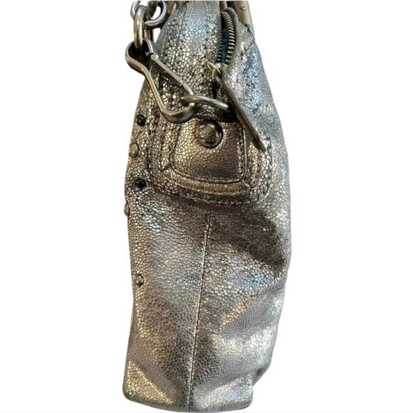 COACH Limited ED KRISTIN GRAY‎ METALLIC SILVER GUNMETAL NUBUCK SUEDE BAG Purse - Picture 6 of 16